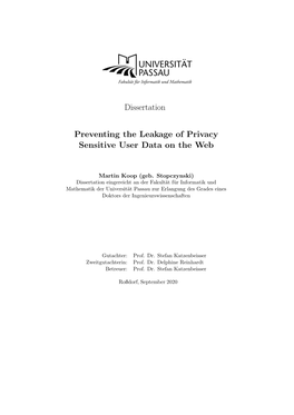 Preventing the Leakage of Privacy Sensitive User Data on the Web