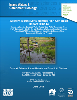 Western Mount Lofty Ranges Fish Condition Report 2012-13