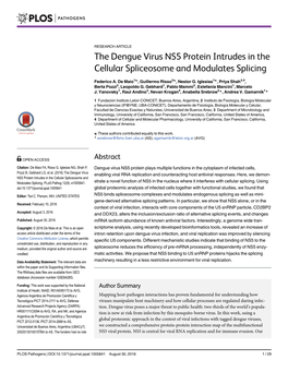 The Dengue Virus NS5 Protein Intrudes in the Cellular Spliceosome and Modulates Splicing