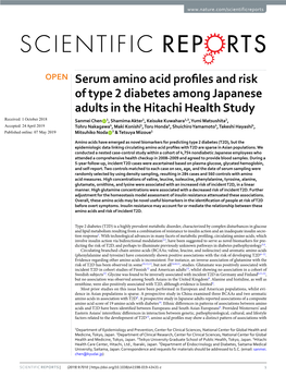 Serum Amino Acid Profiles and Risk of Type 2 Diabetes Among Japanese