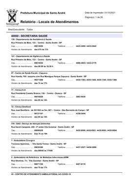 Relatório - Locais De Atendimentos