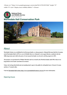Martindale Hall Conservation Park About