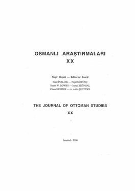 THE JOURNAL of OTTOMAN .STUDIES Xx