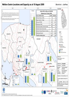 Welfare Centre Location & Capacity Map with Wanni Idps10082009