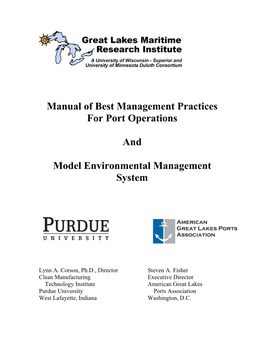 Manual of Best Management Practices for Port Operations and Model