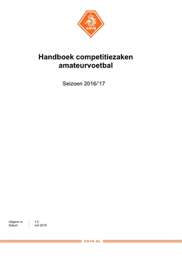 KNVB Handboek Competitiezaken 2016/2017