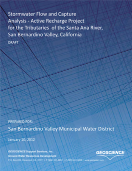 Active Recharge Project for the Tributaries of the Santa Ana River, San Bernardino Valley, California