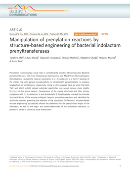 Manipulation of Prenylation Reactions by Structure-Based Engineering of Bacterial Indolactam Prenyltransferases