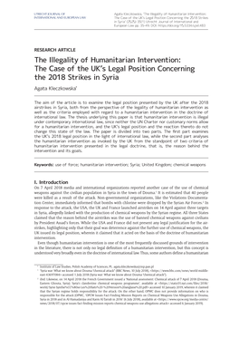 The Illegality of Humanitarian Intervention: the Case of the UK's