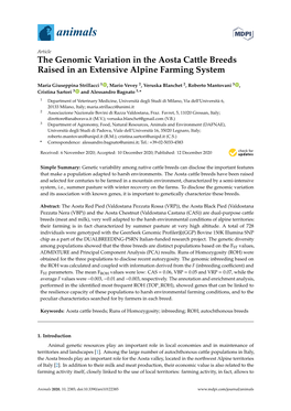 The Genomic Variation in the Aosta Cattle Breeds Raised in an Extensive Alpine Farming System