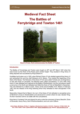 The Battles of Ferrybridge and Towton 1461