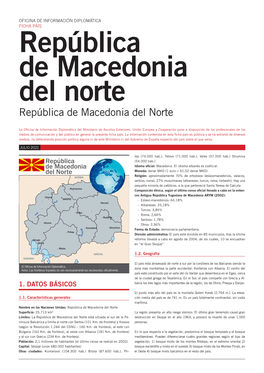 Ficha País De Macedonia Del Norte