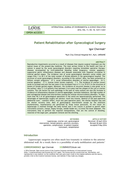 Patient Rehabilitation After Gynecological Surgery