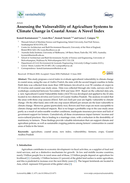 Assessing the Vulnerability of Agriculture Systems to Climate Change in Coastal Areas: a Novel Index