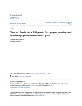 Ethnographic Interviews with Female Employer-Female Domestic Dyads