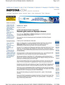 Hoosier Girls Work on Olympic Dreams | Indystar.Com Page 1 of 2