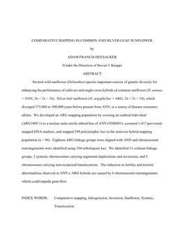 Comparative Mapping in Common and Silver-Leaf Sunflower