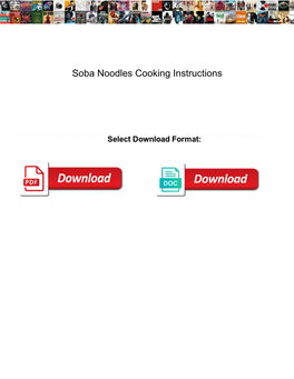 Soba Noodles Cooking Instructions