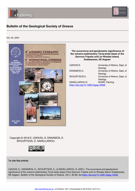 Bulletin of the Geological Society of Greece