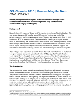 CCA Charrette 2016 | Reassembling the North ᐃᒻᒥᓂᒃ ᐊᕐᕿᓱᒋᐊᓕᒃ