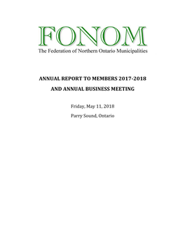 Annual Report to Members 2017-2018 and Annual Business Meeting