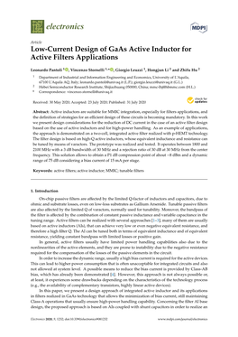 Low-Current Design of Gaas Active Inductor for Active Filters Applications