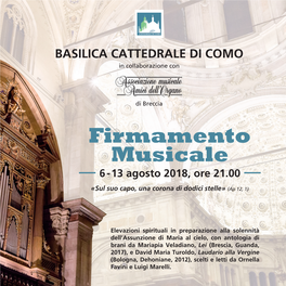 Firmamento Musicale 6 -13 Agosto 2018, Ore 21.00