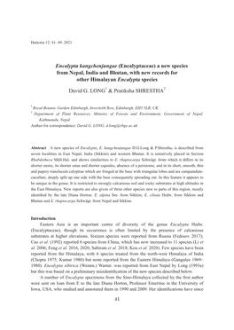 Encalypta Kangchenjungae (Encalyptaceae) a New Species from Nepal, India and Bhutan, with New Records for Other Himalayan Encalypta Species