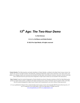 The 13Th Age 2-Hour Demo