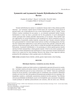 Symmetric and Asymmetric Somatic Hybridization in Citrus: Review