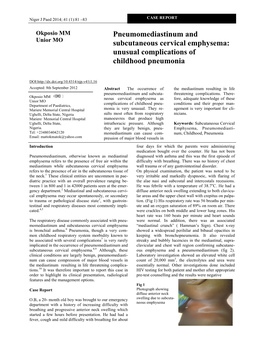 Pneumomediastinum and Subcutaneous Cervical Emphysema