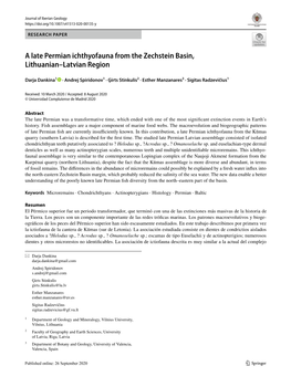 A Late Permian Ichthyofauna from the Zechstein Basin, Lithuanian–Latvian Region