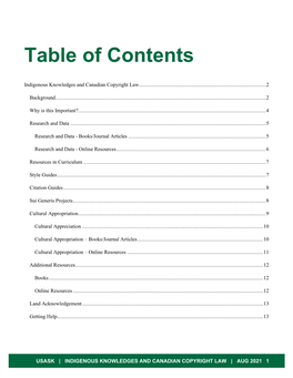 Table of Contents