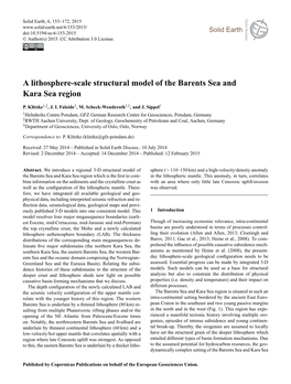 A Lithosphere-Scale Structural Model of the Barents Sea and Kara Sea Region