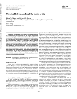 Microbial Extremophiles at the Limits of Life