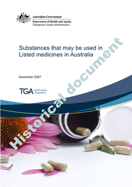 Substances That May Be Used in Listed Medicines in Australia