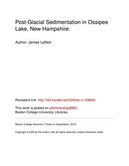 Post-Glacial Sedimentation in Ossipee Lake, New Hampshire