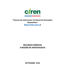 Recursos Hídricos Ii Región De Antofagasta