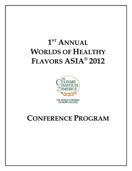 1St Annual Worlds of Healthy Flavors Asia® 2012