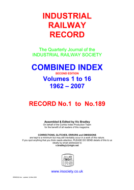 Industrial Railway Record
