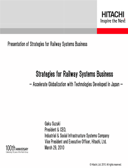 Presentation of Strategies for Railway Systems Business