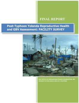 Post-Typhoon Yolanda Reproductive Health and GBV Assessment: FACILITY SURVEY I