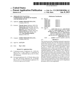 (12) Patent Application Publication (10) Pub. No.: US 2015/0010506 A1 Jansen Et Al