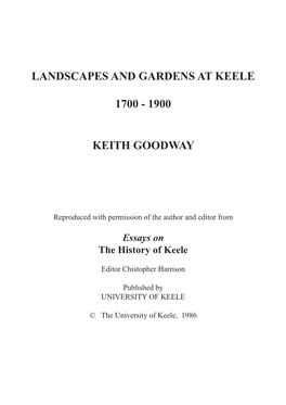 Landscapes and Gardens at Keele 1700