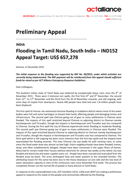 Ind152prel India TN Flooding
