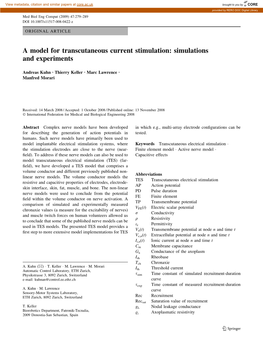 A Model for Transcutaneous Current Stimulation: Simulations and Experiments