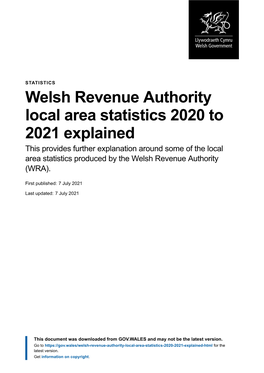 Welsh Revenue Authority Local Area Statistics 2020 To