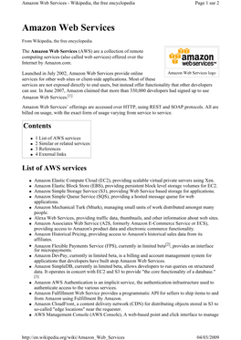 Amazon Web Services - Wikipedia, the Free Encyclopedia Page 1 Sur 2