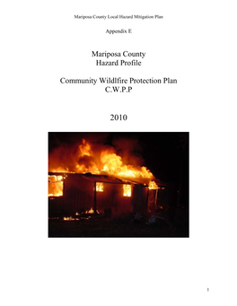 Mariposa County Hazard Profile Community Wildlfire Protection Plan C.W.P.P