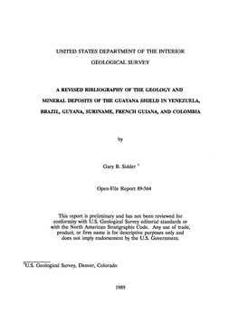 United States Department of the Interior Geological Survey